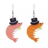Whimsical Shrimp Earrings with Top Hats - Trendsi - Flyclothing LLC