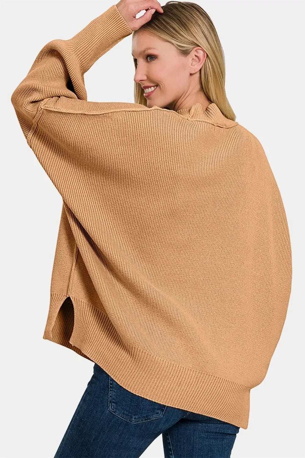 Zenana Side Sit Oversize Sweater - Trendsi - Flyclothing LLC