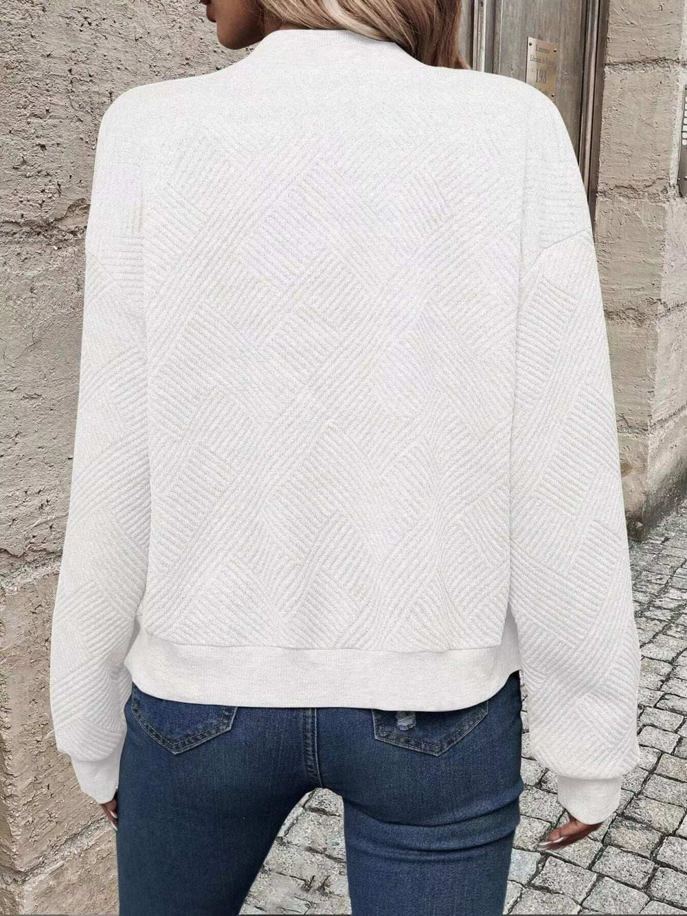 Texture Zip-Up Bomber Jacket - Trendsi - Flyclothing LLC