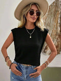 Textured Round Neck Casual Ribbed Top - Trendsi - Flyclothing LLC