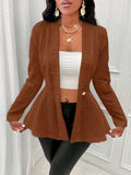 One Button Textured Peplum Cardigan - Trendsi - Flyclothing LLC