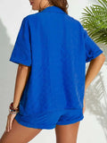 Button Up Half Sleeve Top and Shorts Set - Trendsi - Flyclothing LLC