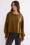 Exposed Seam High-Low Long Sleeve Sweatshirt - Trendsi - Flyclothing LLC