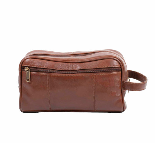 Scully Leather Cowhide Leather Cognac Shaving Kit