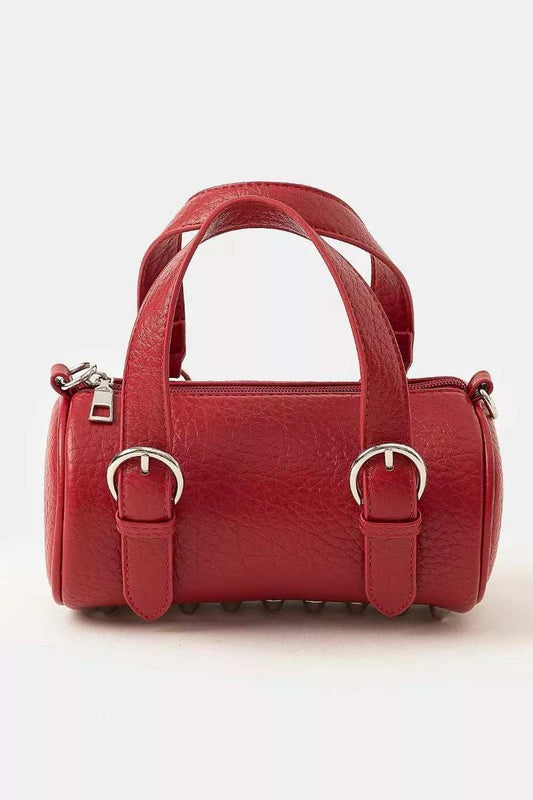 Fame Faux Leather Buckle Strap Cylinder Hand Bag - Trendsi - Flyclothing LLC