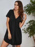 V-Neck Short Sleeve Lounge Dress - Trendsi - Flyclothing LLC