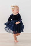 Light Navy Velvet Tutu Dress - Mila & Rose ® - Flyclothing LLC