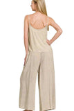 Zenana Woven Acid Crinkle Washed Cami & Pants 2 Piece Set - Trendsi - Flyclothing LLC