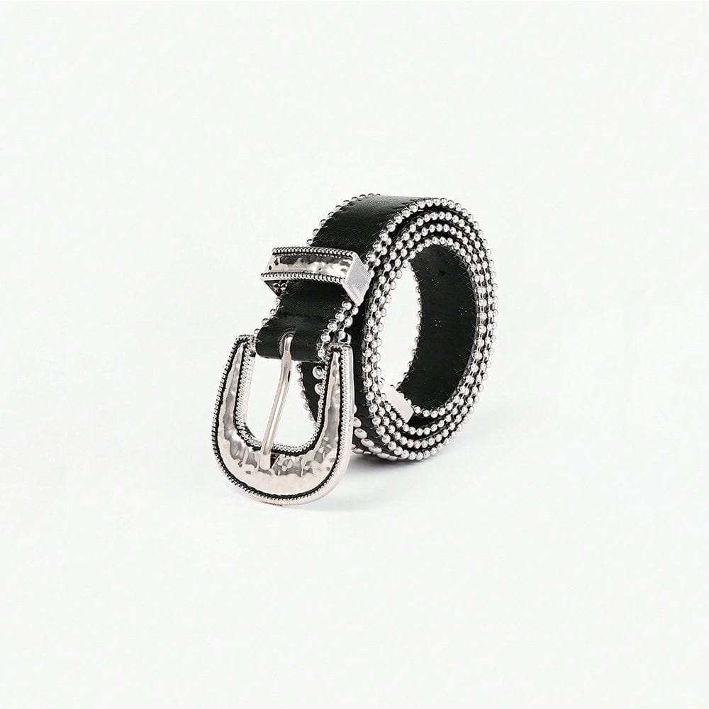 Studded Rhinestone PU Leather Belt - Trendsi - Flyclothing LLC