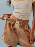 Striped Elastic Waist Shorts - Trendsi - Flyclothing LLC