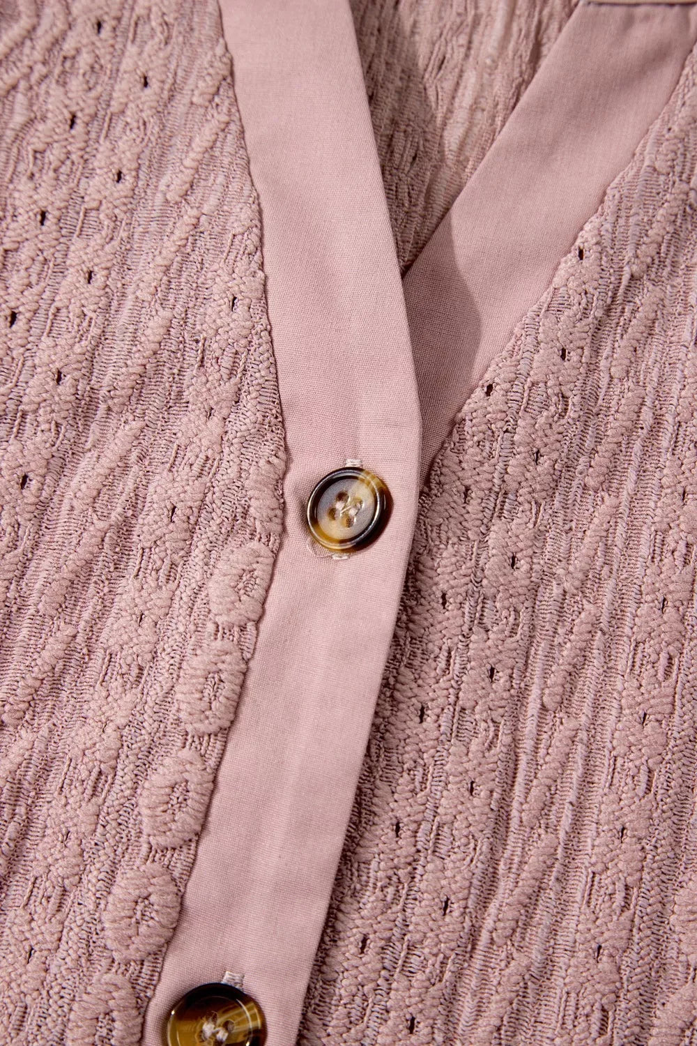 Textured Embroidered Half Buttons Short Sleeve Blouse - Trendsi - Flyclothing LLC