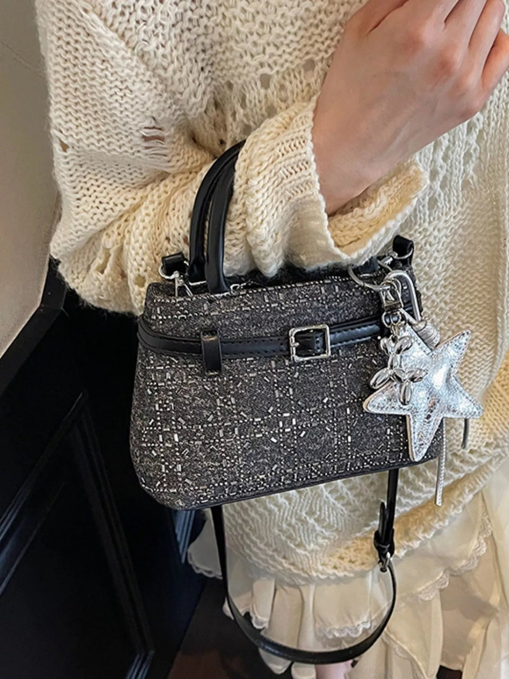 Texture Star Charm Crossbody Bag - Trendsi - Flyclothing LLC