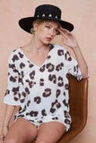 BiBi Leopard Printed V Neck Woven Top with Ruffled - Trendsi - Flyclothing LLC