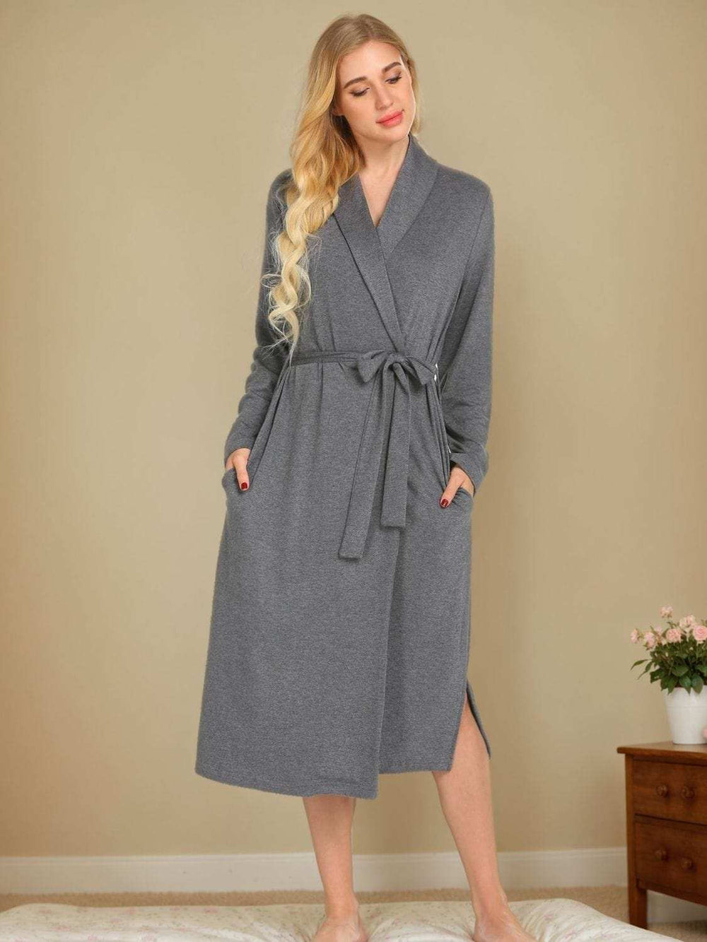 Tied Lounge Nightgown with Pockets - Trendsi - Flyclothing LLC
