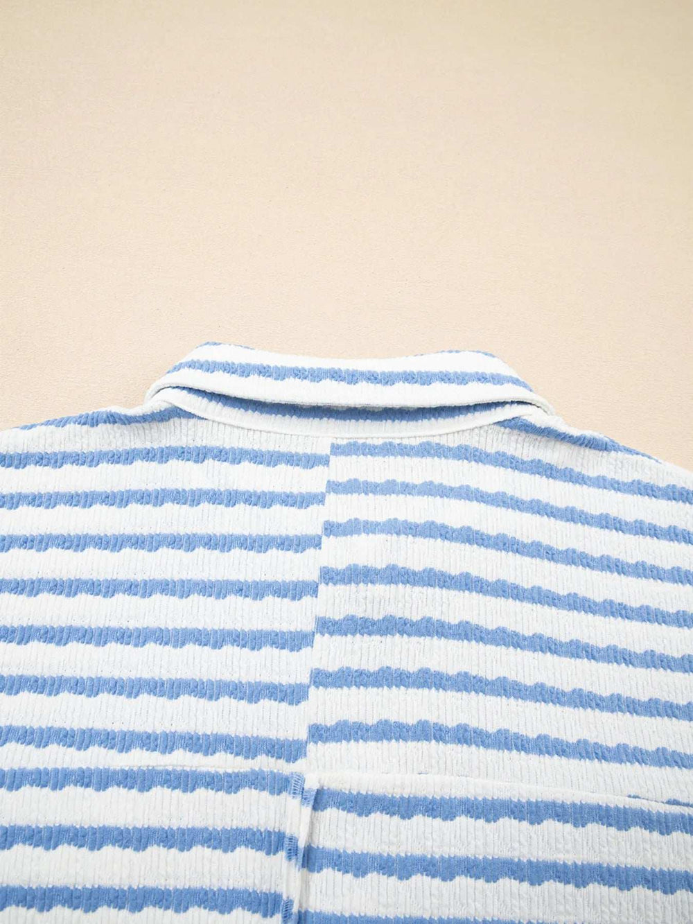 Stripe Half Button Collared Chest Pockets Loose Fit Blouse - Trendsi - Flyclothing LLC