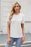Round Neck Short Sleeve T-Shirt - Trendsi - Flyclothing LLC