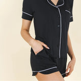 The Threat Level Midnight | Black SleepDeep™ Button Down Short Pajama Set - Shinesty - Flyclothing LLC