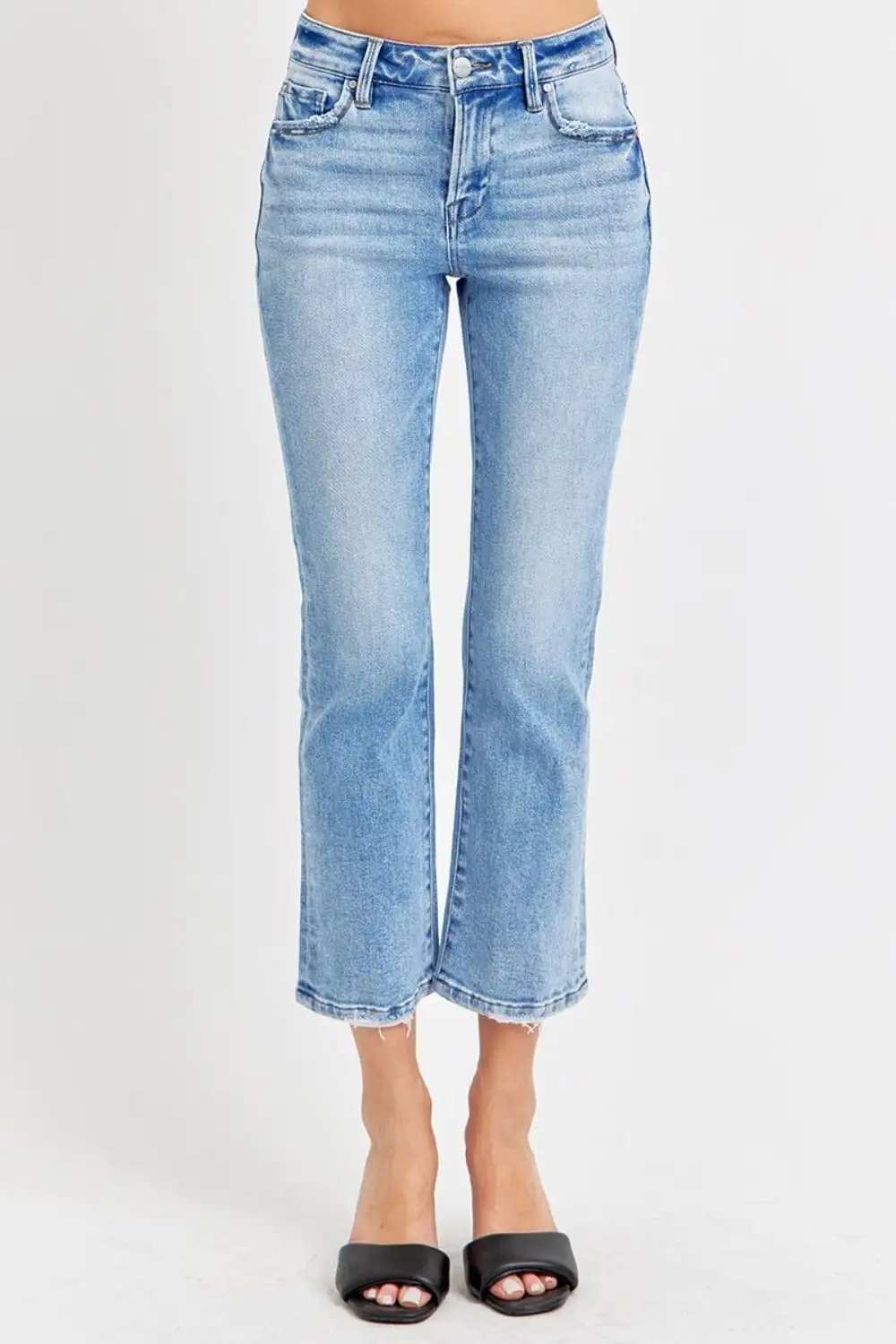 RISEN Full Size Low Rise Crop Slim Straight Jeans - Trendsi - Flyclothing LLC