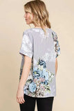 BOMBOM Floral Round Neck Short Sleeve T-Shirt - Trendsi - Flyclothing LLC