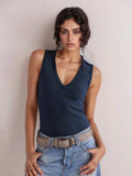 Solid V-Neck Tank - Trendsi - Flyclothing LLC