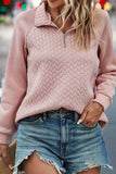 Textured Quarter Zip Long Sleeve Sweatshirt - Trendsi - Flyclothing LLC