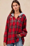 BiBi Brushed Plaid Hooded Jacket - Trendsi - Flyclothing LLC