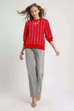 Umgee Jacquard Knit Puff Sleeve Sweater - Trendsi - Flyclothing LLC