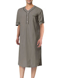 Men's Full Size Button Detail Short Sleeve Lounge Dress Plus Size - Trendsi - Flyclothing LLC