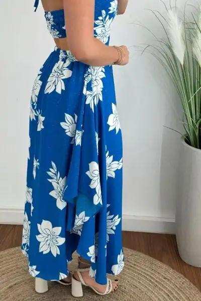 Smocked Printed Halter Neck Dress - Trendsi - Flyclothing LLC