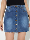 Pocketed Button Up Denim Skirt - Trendsi - Flyclothing LLC