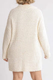 Umgee Full Size High Low Long Sleeve Boucle Sweater Dress Plus Size - Trendsi - Flyclothing LLC