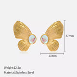 18K Gold-Plated Butterfly Wing Earrings - Trendsi - Flyclothing LLC
