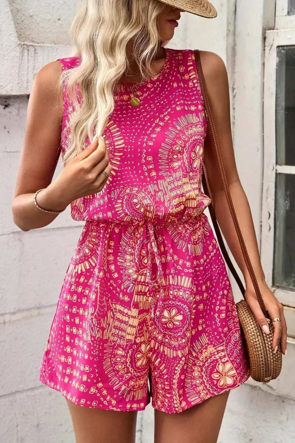 Boho Floral Print Sleeveless Summer Romper - Trendsi - Flyclothing LLC
