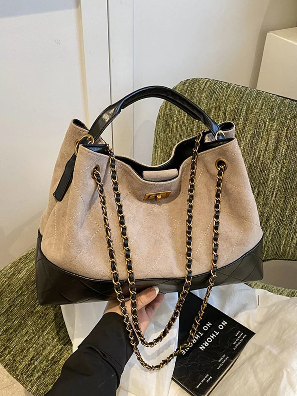 Quilted Leather Chain Strap Crossbody Bag - Trendsi - Flyclothing LLC