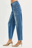 RISEN 4 Way Stretch Mid Rise Barrel Jeans with Patch Pocket Detail - Trendsi - Flyclothing LLC