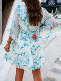 Ruffled Printed Surplice Half Sleeve Mini Dress - Trendsi - Flyclothing LLC