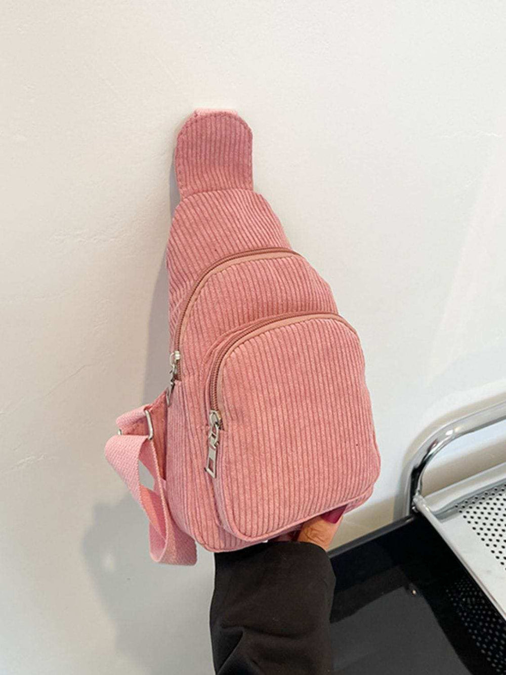 Corduroy Solid Color Crossbody Bag - Trendsi - Flyclothing LLC