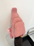Corduroy Solid Color Crossbody Bag - Trendsi - Flyclothing LLC