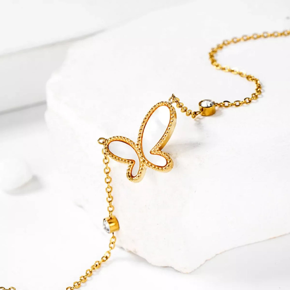 18K Gold-Plated Butterfly Necklace - Trendsi - Flyclothing LLC
