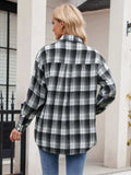 Plaid Collared Neck Long Sleeve Shirt - Trendsi - Flyclothing LLC