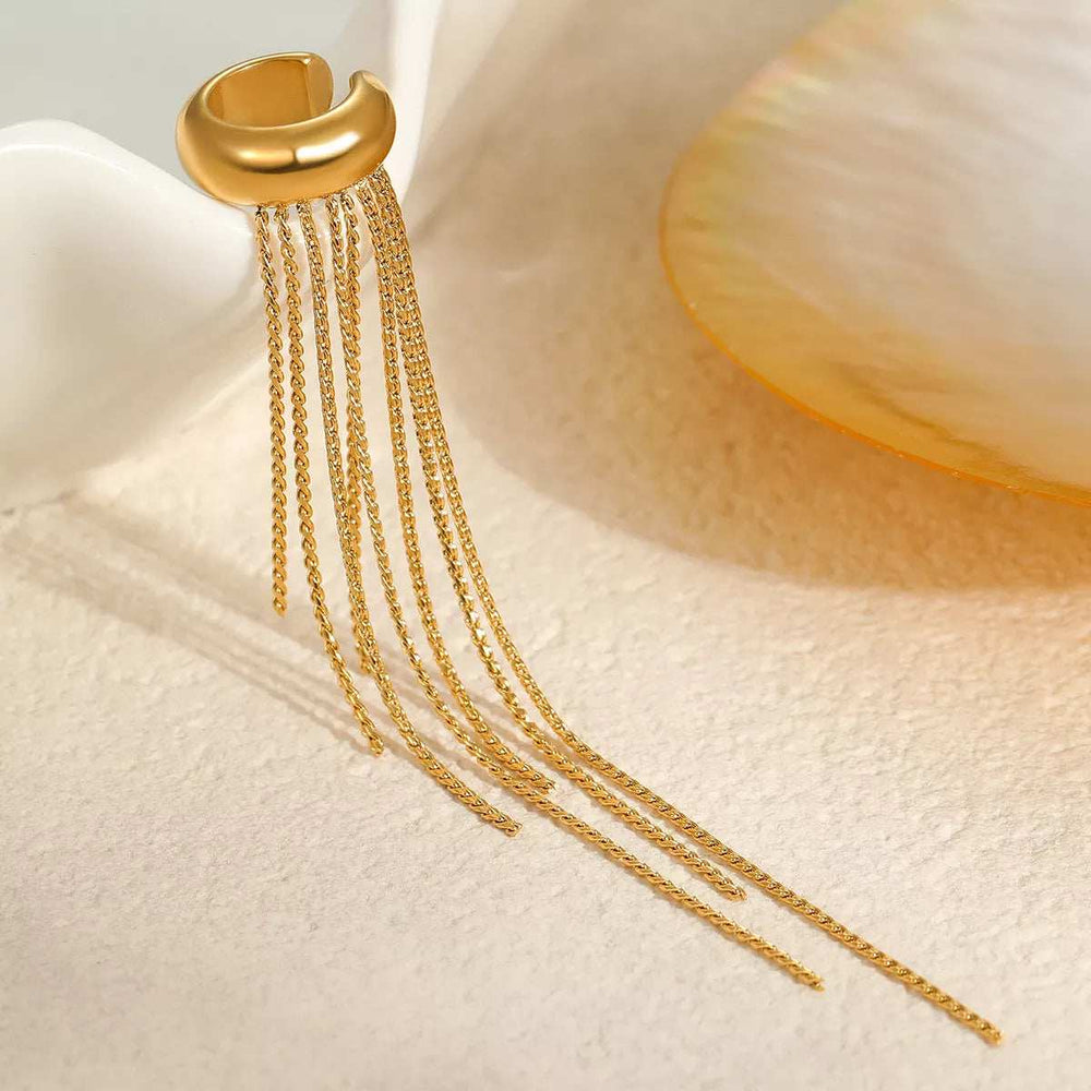18K Gold-Plated Tassel Ear Cuff Earrings - Trendsi - Flyclothing LLC