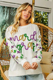BiBi Fleur De Lis Sleeve Mardi Gras Pullover - Trendsi - Flyclothing LLC