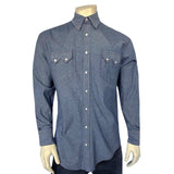 Men's Navy Blue Cotton Chambray Western Shirt - Rockmount Clothing - Flyclothing LLC