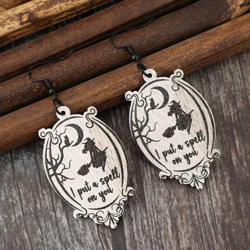 Witch Wooden Dangle Earrings - Trendsi - Flyclothing LLC