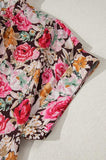 Floral Tie Neck Short Sleeve Blouse - Trendsi - Flyclothing LLC