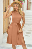 Tied Round Neck Sleeveless Dress - Trendsi - Flyclothing LLC