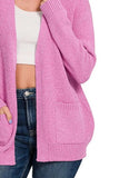 Zenana Melange Open Front Sweater Cardigan - Trendsi - Flyclothing LLC