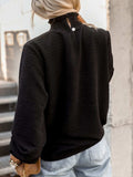 Smocked Frill Mock Neck Long Sleeve Blouse - Trendsi - Flyclothing LLC