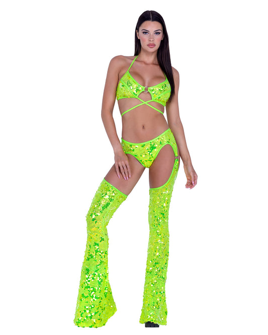 Roma Costume 6411 Sequin Criss Cross Top with Ring Hardware