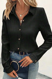 Textured Collared Neck Long Sleeve Shirt - Trendsi - Flyclothing LLC